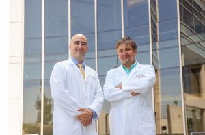 Frank Petrigliano, MD, and Denis Evseenko, MD, PhD, have been collaborating on medical innovations to help heal and even regenerate damaged joints. (Photo by Ricardo Carrasco III)